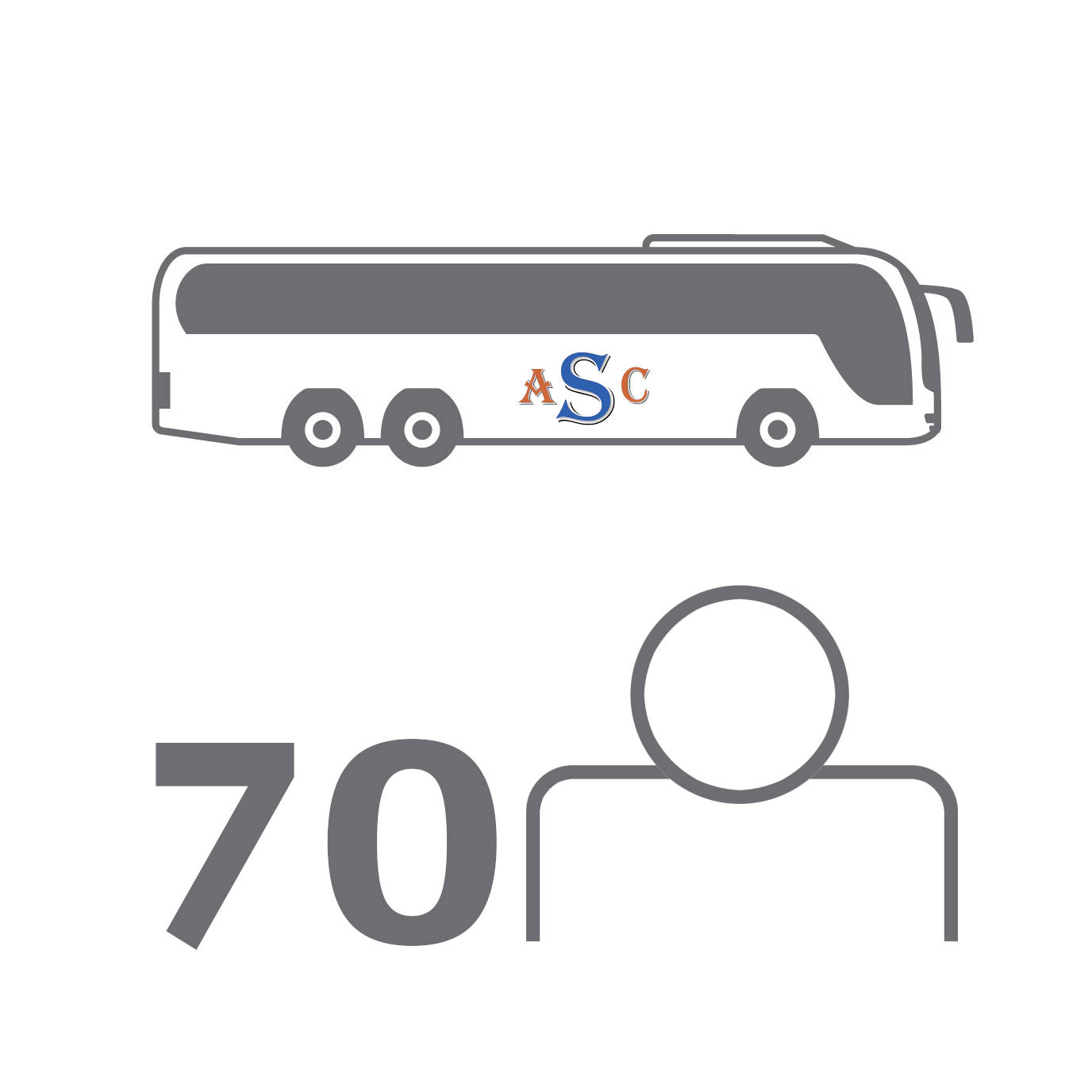 Image linking to the Large: 70 Seat Coach Travel page for details of  and the  on offer there: If you have a big group of people to trnasport and want to keep them all together, our 70 seater coach is the perfect option.